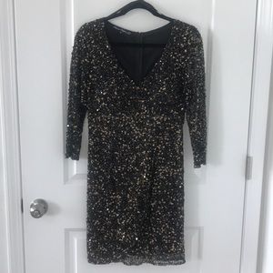 Pisarro Nights black & gold sequin cocktail dress